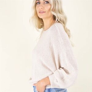 Cupcakes and Cashmere Sonrisa Oatmeal Rib-Knit Dolman Sleeve Sweater Size Large
